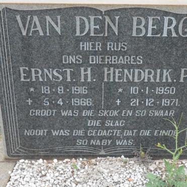 BERG Ernst H., van den 1916-1966 :: VAN DEN BERG Hendrik P. 1950-1971