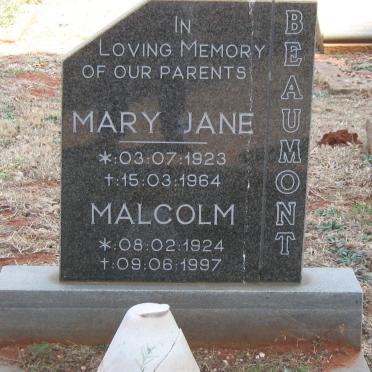 BEAUMONT Malcolm 1924-1997 &amp; Mary Jane 1923-1964