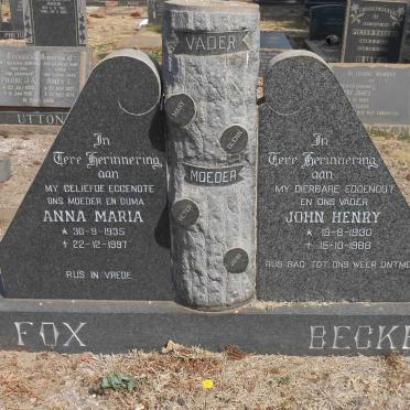BECKER John Henry 1930-1966 &amp; FOX Anna Maria 1935-1997