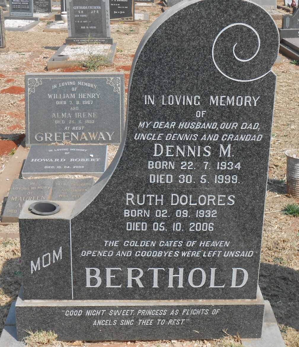 BERTHOLD Dennis M. 1934-1999 &amp; Ruth Dolores 1932-2006