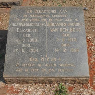 BERG Johannes Jacobus, van den 1899-1950 &amp; Susanna Magdalena Elizabeth 1903-1984