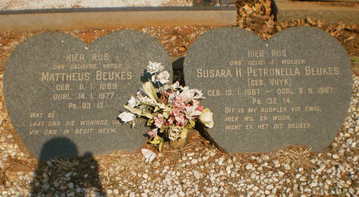 BEUKES Mattheus 1889-1977 &amp; Susara H. Petronella VUYK 1887-1967