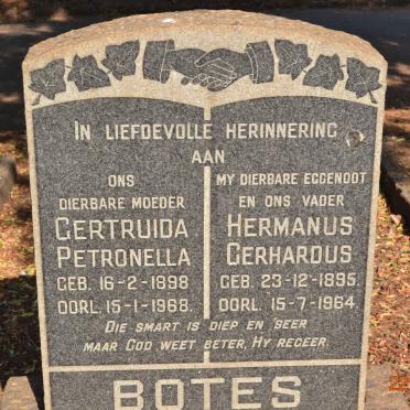 BOTES Hermanus Gerhardus 1895-1964 &amp; Gertruida Petronella 1898-1968