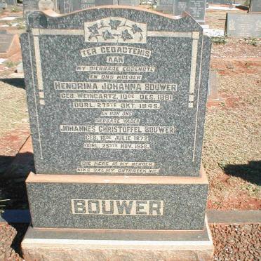 BOUWER Johannes Christoffel 1872-1958 &amp; Hendrina Johanna WEINGARTZ 1881-1945