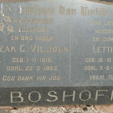 BOSHOFF Izak G. Viljoen 1915-1963 &amp; Lettie 1918-1982