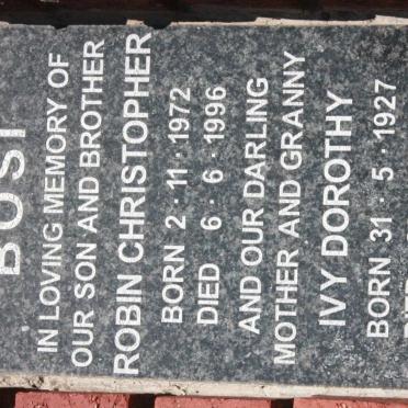 BOSI Robin Christopher 1972-1996 Ivy Dorothy 1927-2002