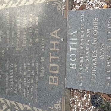 BOTHA Stephanus J.P.K. 1903-1960 &amp; Susanna A. ABRIE 1908-1970 :: BOTHA Johannes Jacobus 1937-1993