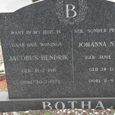 BOTHA Jacobus Hendrik 1918-1975 &amp; Johanna Nicolina BERGH 1921-1958