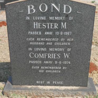 BOND Comfries W. -1974 &amp; Hester M. -1967