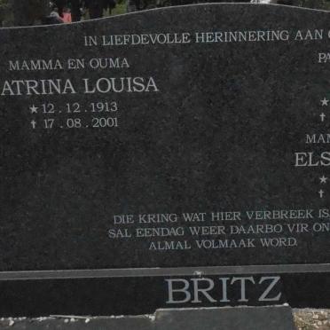 BRITZ Louis 1907-1967 &amp; Katrina Louisa 1913-2001 :: BRITZ Elsie Sophia 1948-2001