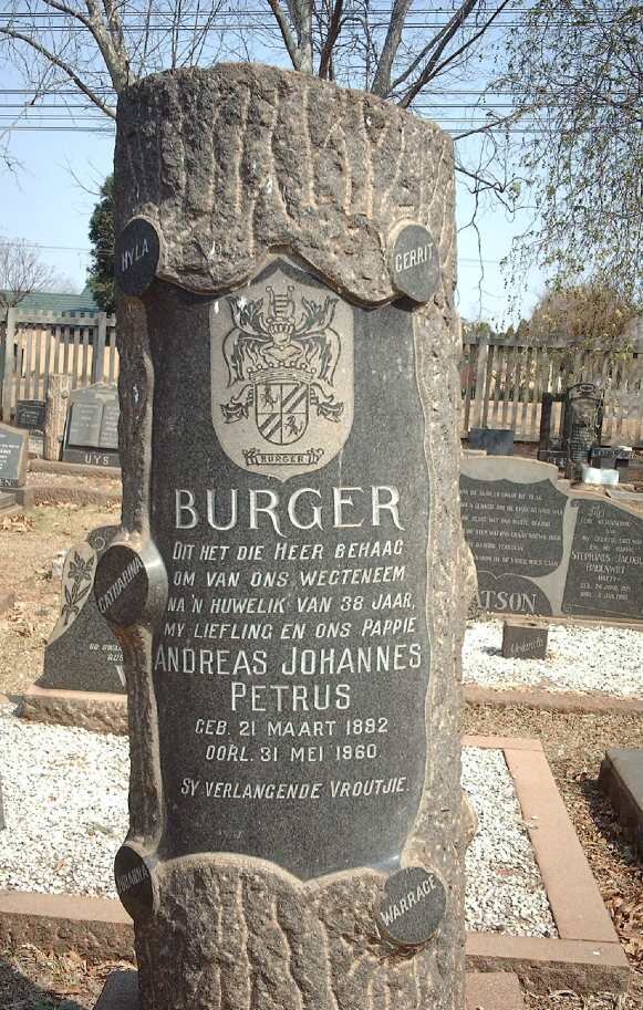BURGER Andreas Johannes Petrus 1892-1860