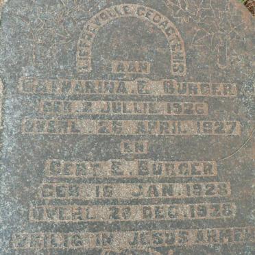 BURGER Gert E. 1928-1928 :: BURGER Catharina E. 1926-1927