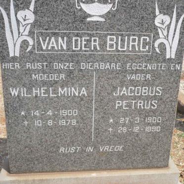 BURG Jacobus Petrus, van der 1900-1990 &amp; Wilhelmina 1900-1978