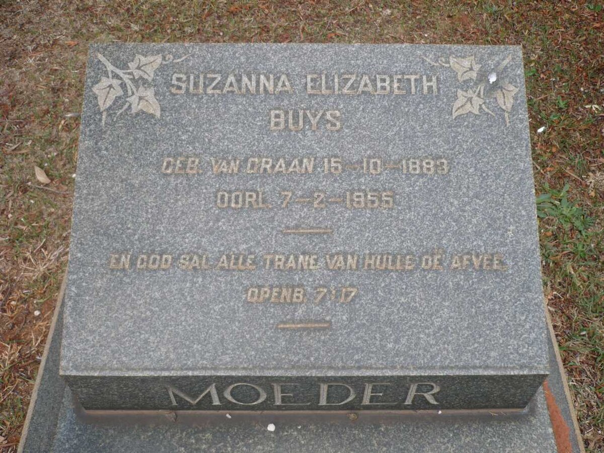 BUYS Suzanna Elizabeth nee VAN GRAAN 1883-1955