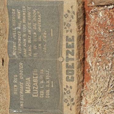 COETZEE Maria Elizabeth 193?-1957