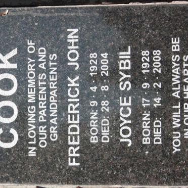 COOK Frederick John 1928-2004 &amp; Joyce Sybil 1928-2008