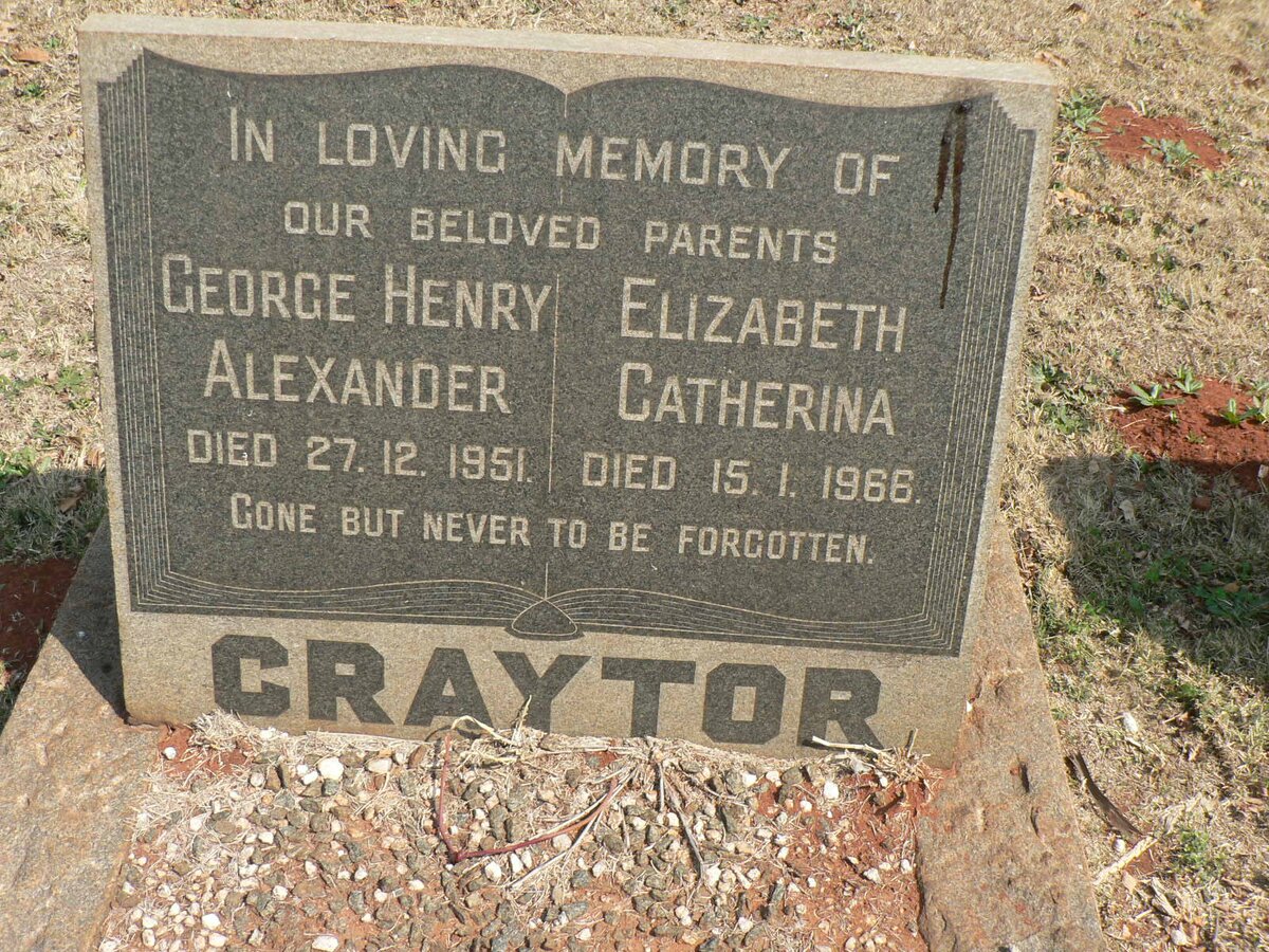 CRAYTOR George Henry Alexander -1951 &amp; Elizabeth Catherina -1966