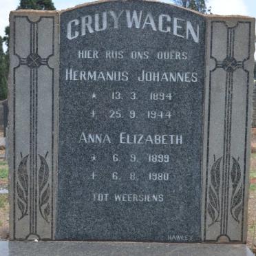 CRUYWAGEN Hermanus Johannes 1894-1944 &amp; Anna Elizabeth 1899-1980