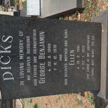 DICKS George Benjamin 1900-1970 &amp; Ellen 1901-1972