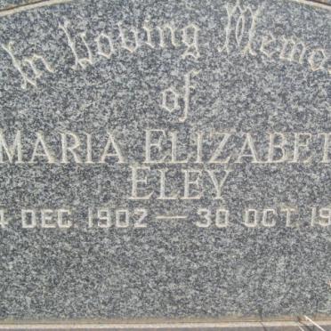 ELEY Maria Elizabeth 1902-1962