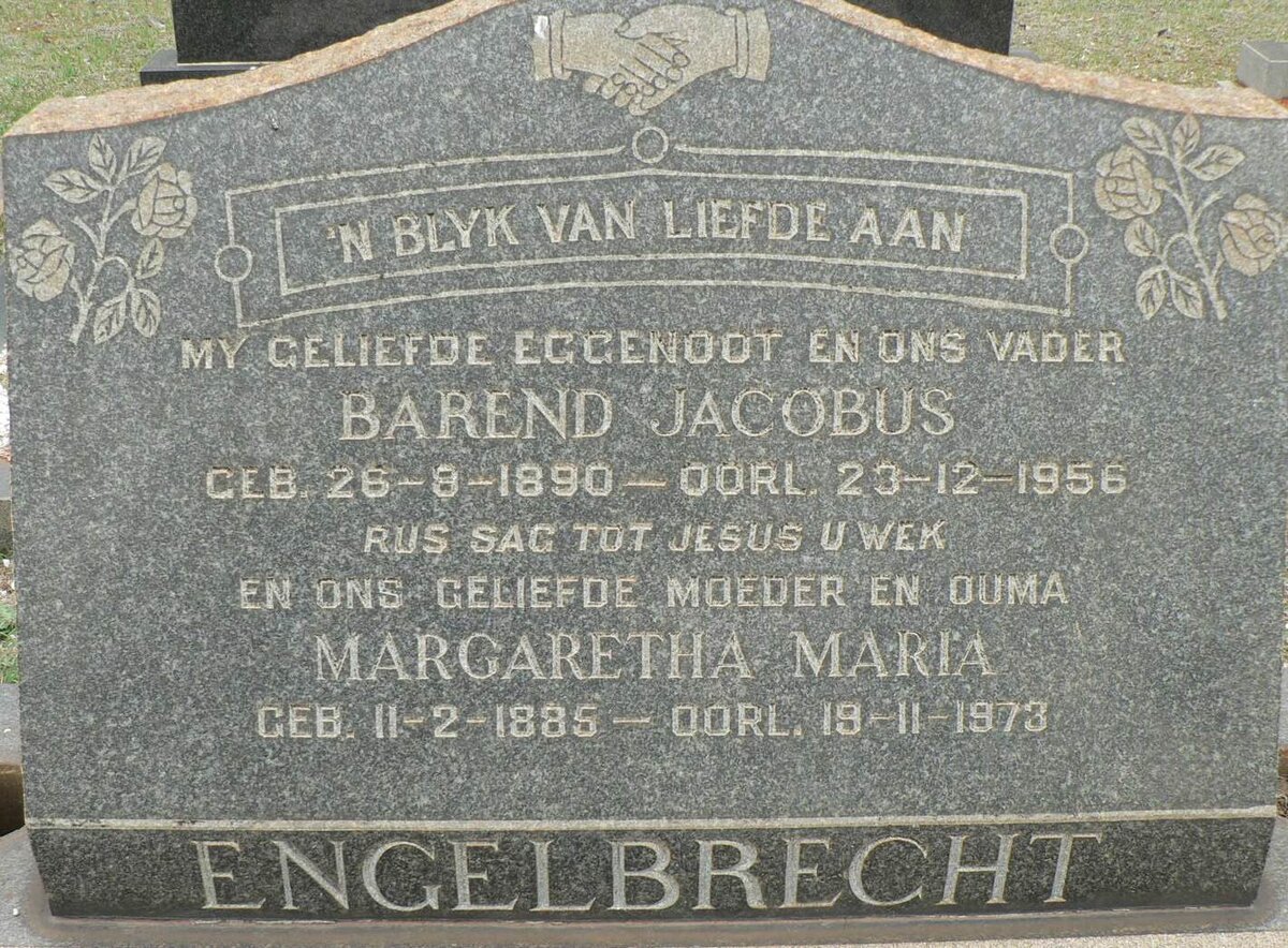 ENGELBRECHT Barend Jacobus 1890-1956 &amp; Margaretha Maria 1885-1973