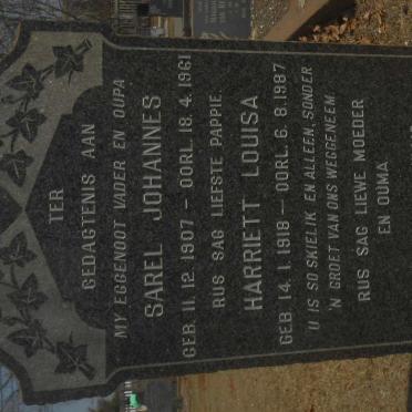 ERASMUS Sarel Johannes 1907-1961 &amp; Harriett Louisa 1918-1987