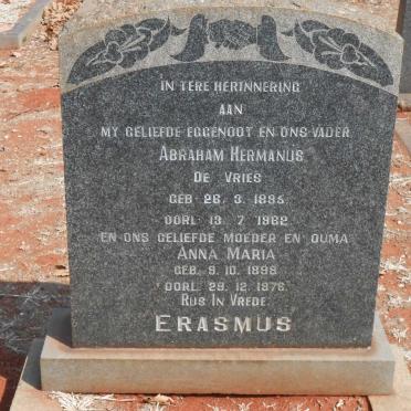 ERASMUS Abraham Hermanus De Vries 1895-1962 &amp; Anna Maria 1898-1976