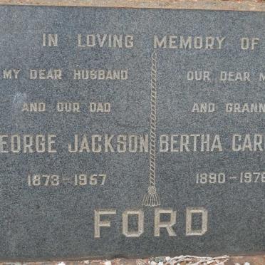 FORD George Jackson 1873-1957 &amp; Bertha Caroline 1890-1976