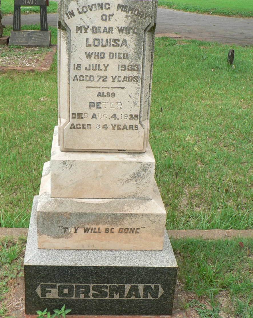 FORSMAN Peter -1935 &amp; Louisa -1933