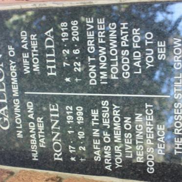 GALLON Ronnie 1912-1990 &amp; Hilda 1918-2006