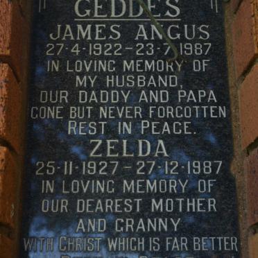 GEDDES James Angus 1922-1987 &amp; Zelda 1927-1987