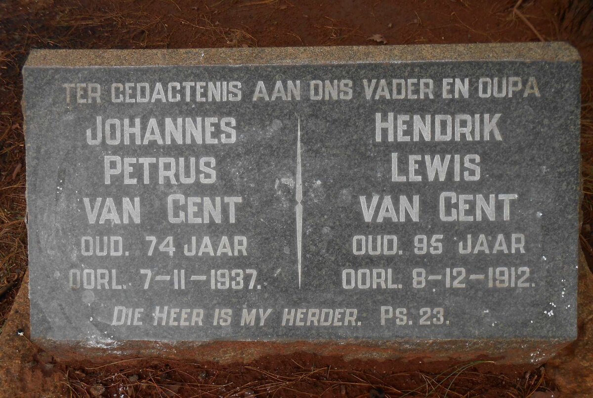 GENT Hendrik Lewis, van  -1937 :: VAN GENT Johannes Petrus -1912