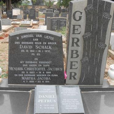 GERBER Hendrik Christoffel Jacobus 1923-1988 & Martha Jacoba 1926-1991 :: GERBER David Schalk 1951-1972 :: GERBER Daniel Petrus 1957-2006