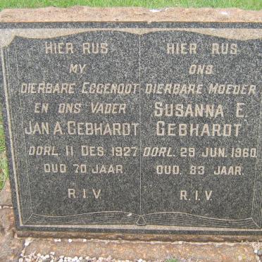GEBHARDT Jan A. -1927 &amp; Susanna E. -1960