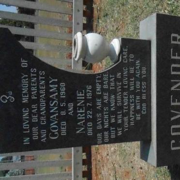 GOVENDER Govansamy -1960 &amp; Narenie -1976