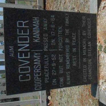 GOVENDER Coopersamy -1952 &amp; Kanimah -1964