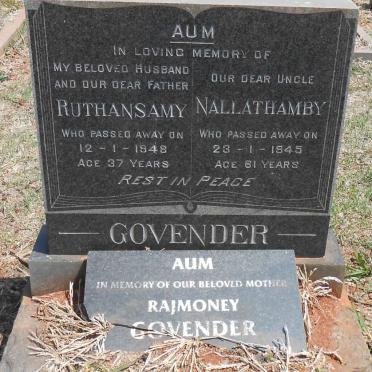 GOVENDER Ruthansamy -1948 &amp; Rajmoney :: GOVENDER Nallathamby -1945