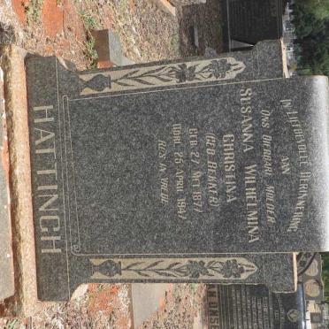 HATTINGH Susanna Wilhelmina Christina nee BEKKER 1877-1947