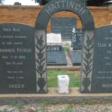HATTINGH Johannes Petrus -1960 &amp; Elsie M.M. SCHMIDT -1973