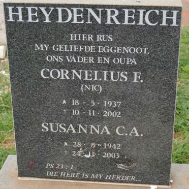 HEYDENREICH Cornelius F. 1937-2002 &amp; Susanna C.A. 1942-2003