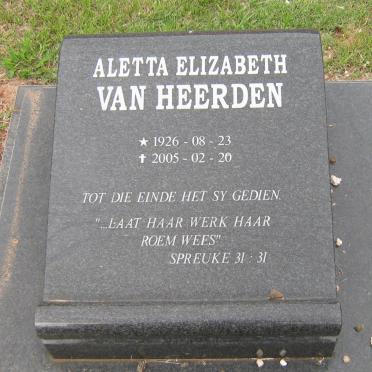HEERDEN Aletta Elizabeth, van 1926-2005