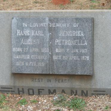 HOFMANN Hans Karl August 1900-1951 &amp; Hendrika Petronella 1913-1978