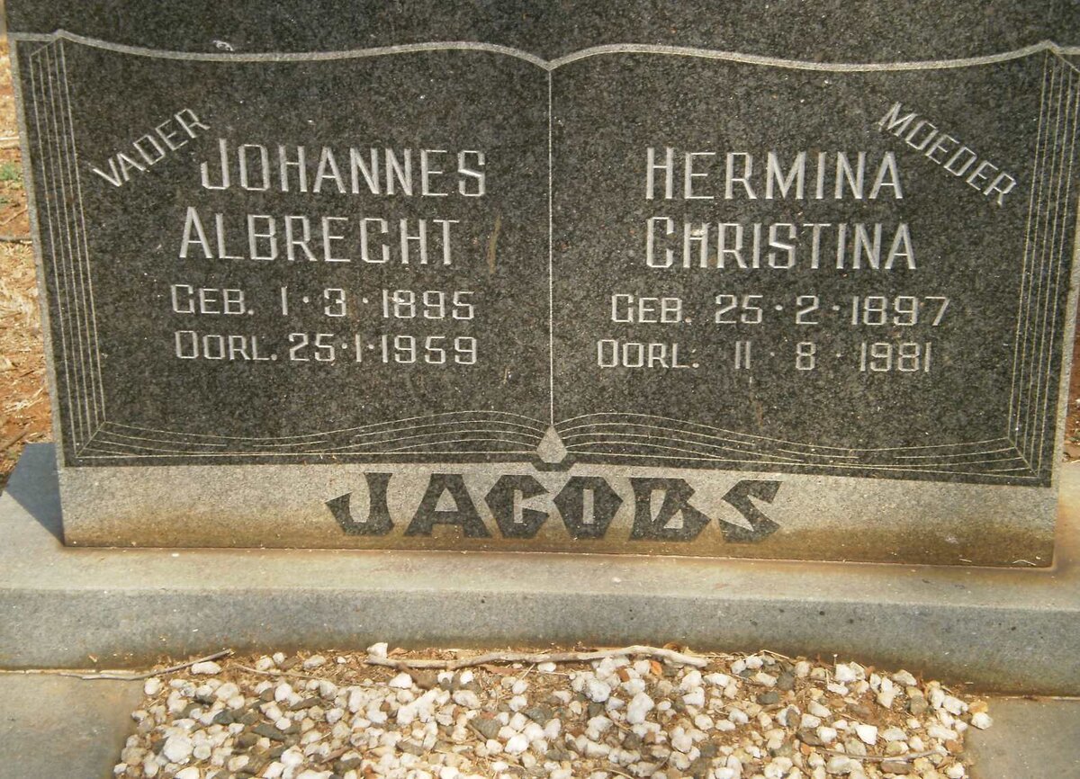 JACOBS Johannes Albrecht 1895-1959 &amp; Hermina Christina 1897-1981