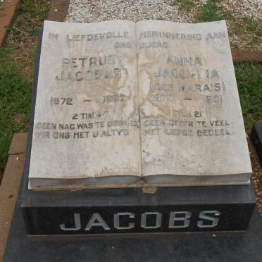 JACOBS Petrus Jacobus 1872-1960 &amp; Anna Jacomina MARAIS 1876-1961