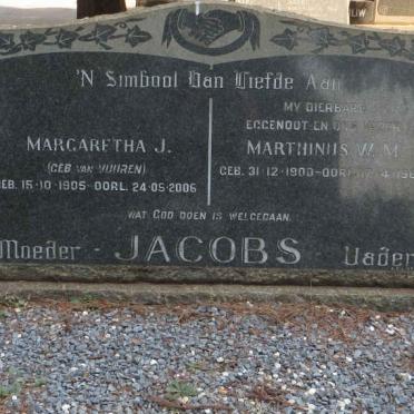 JACOBS Marthinus W.M. 1900-1962 &amp; Margaretha J. VAN VUUREN 1905-2006 :: JACOBS Lukas M. 1941-2013