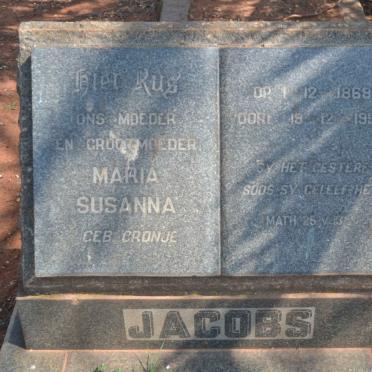 JACOBS Maria Susanna nee CRONJE 1868-1950