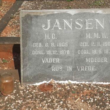 JANSEN H.C. 1905-1978 &amp; M.M.W. 1905-1977