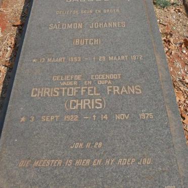 JACOBS Christoffel Frans 1922-1975 :: JACOBS Salomon Johannes 1953-1972