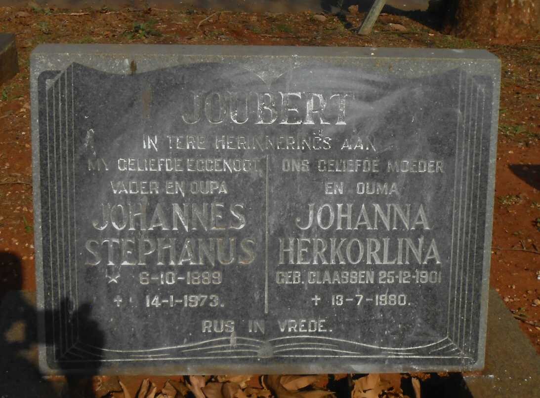 JOUBERT Johannes Stephanus 1889-1973 &amp; Johanna Herkorlina CLAASSEN 1901-1980