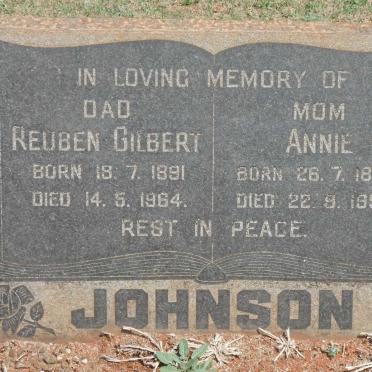 JOHNSON Reuben Gilbert 1891-1964 &amp; Annie 1892-1954